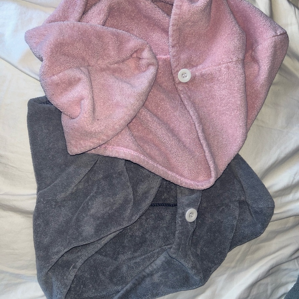 Pink and Gray Hair Wrap Towels